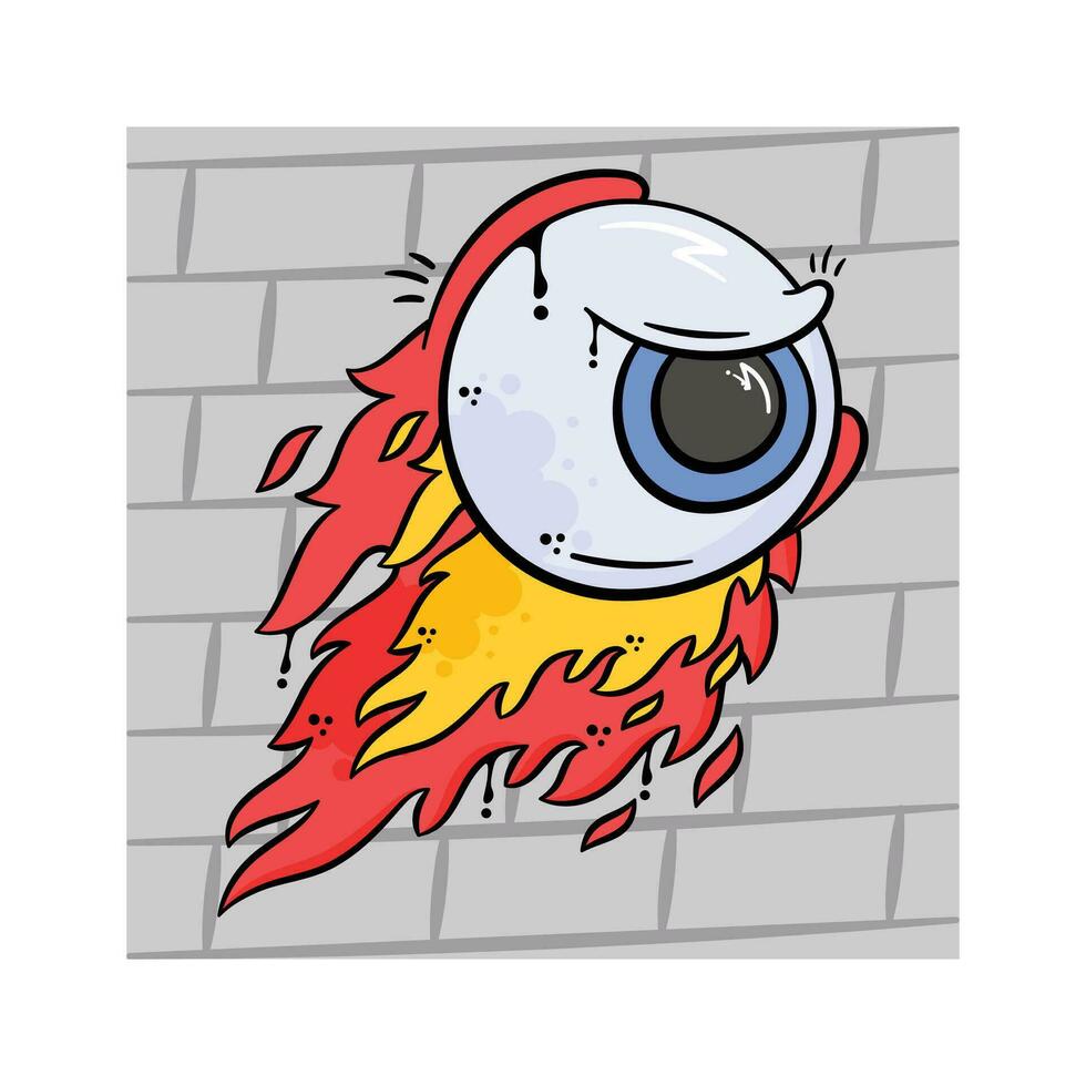 Take a glimpse at this creatively designed flaming eyeball in cartoon style vector