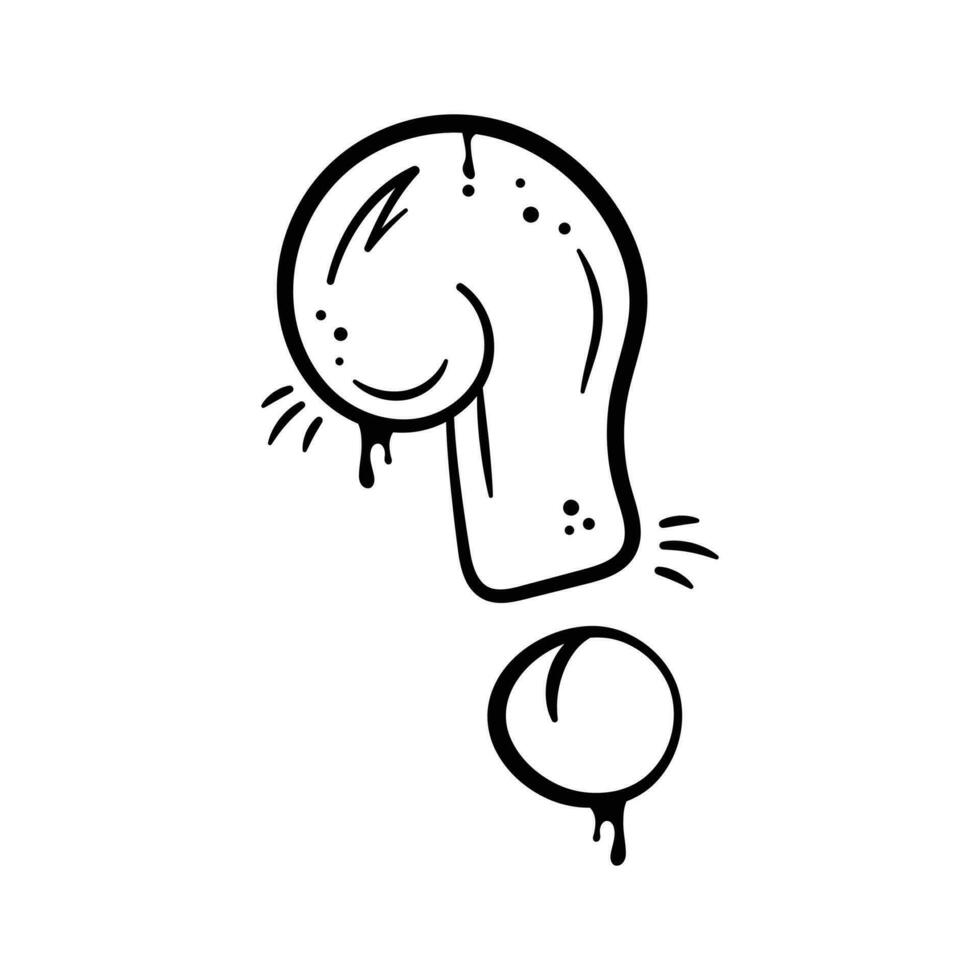 Graffiti style hand drawn icon of query, question mark, ready for premium use vector