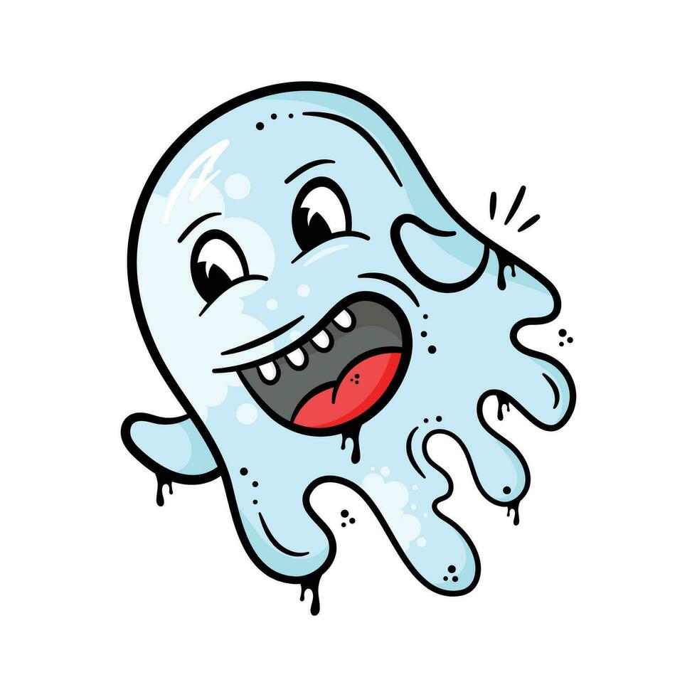 Have a look at this beautifully designed ghost vector, ghost in happy mood, expressions, emoji sticker vector