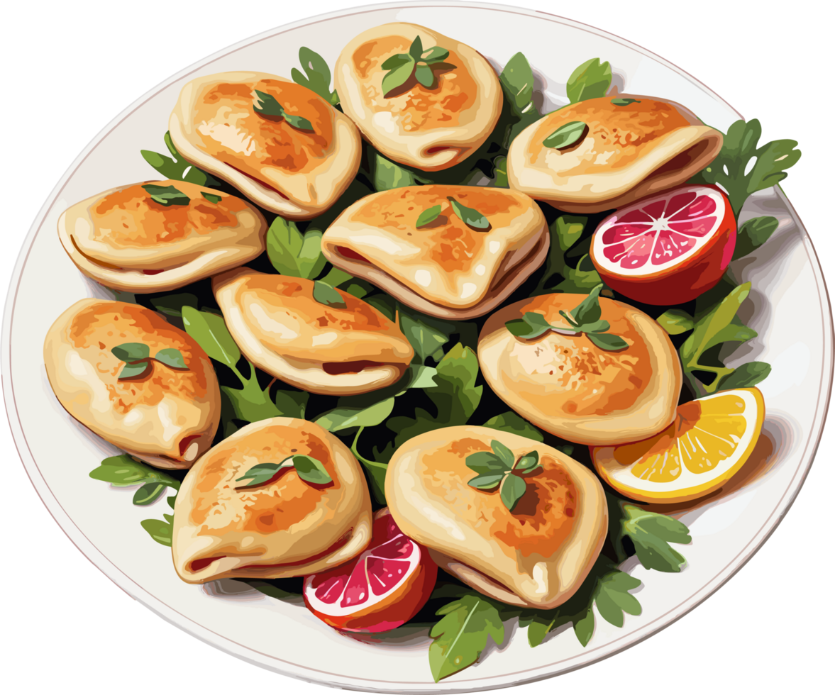 AI generated Gyoza Dish on White Plate Image png