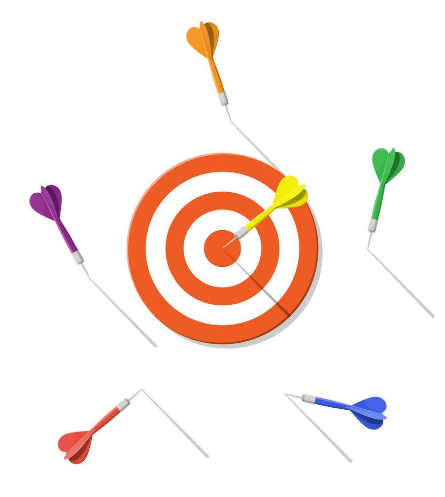 Target with dart in center. Goal setting. Smart goal. Business target concept. Achievement and success. Vector illustration in flat style