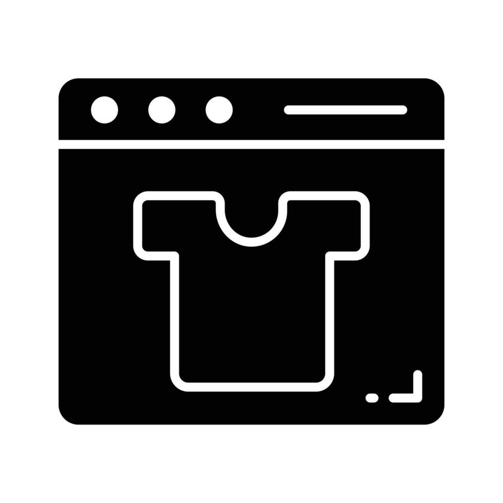 Shirt inside webpage showing concept icon of online shopping, vector of shopping website