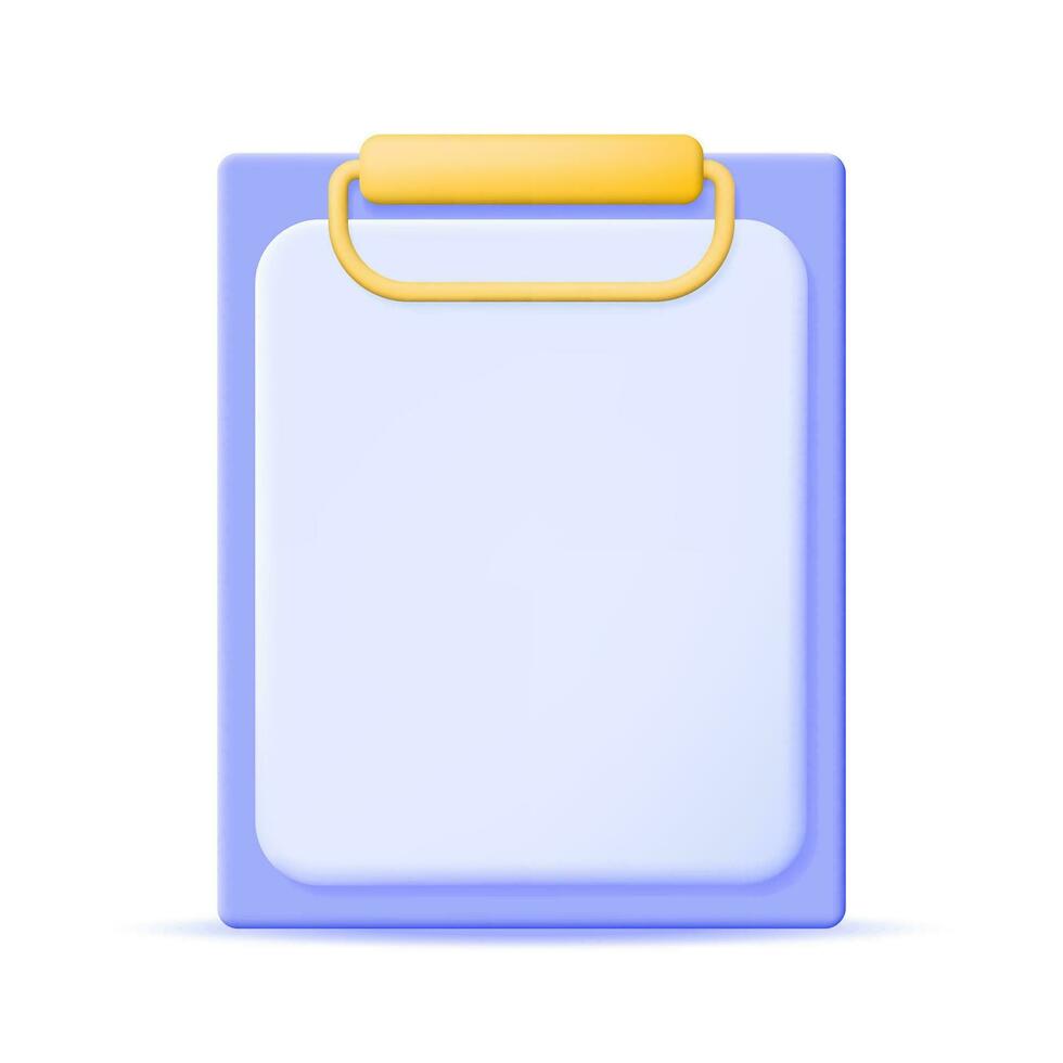 Realistic Detailed 3d Clipboard with Empty Paper Sheet Isolated on White Background. Purple Clip Board Render with White Paper. Office Stationery or Paperwork Concept. Vector Illustration