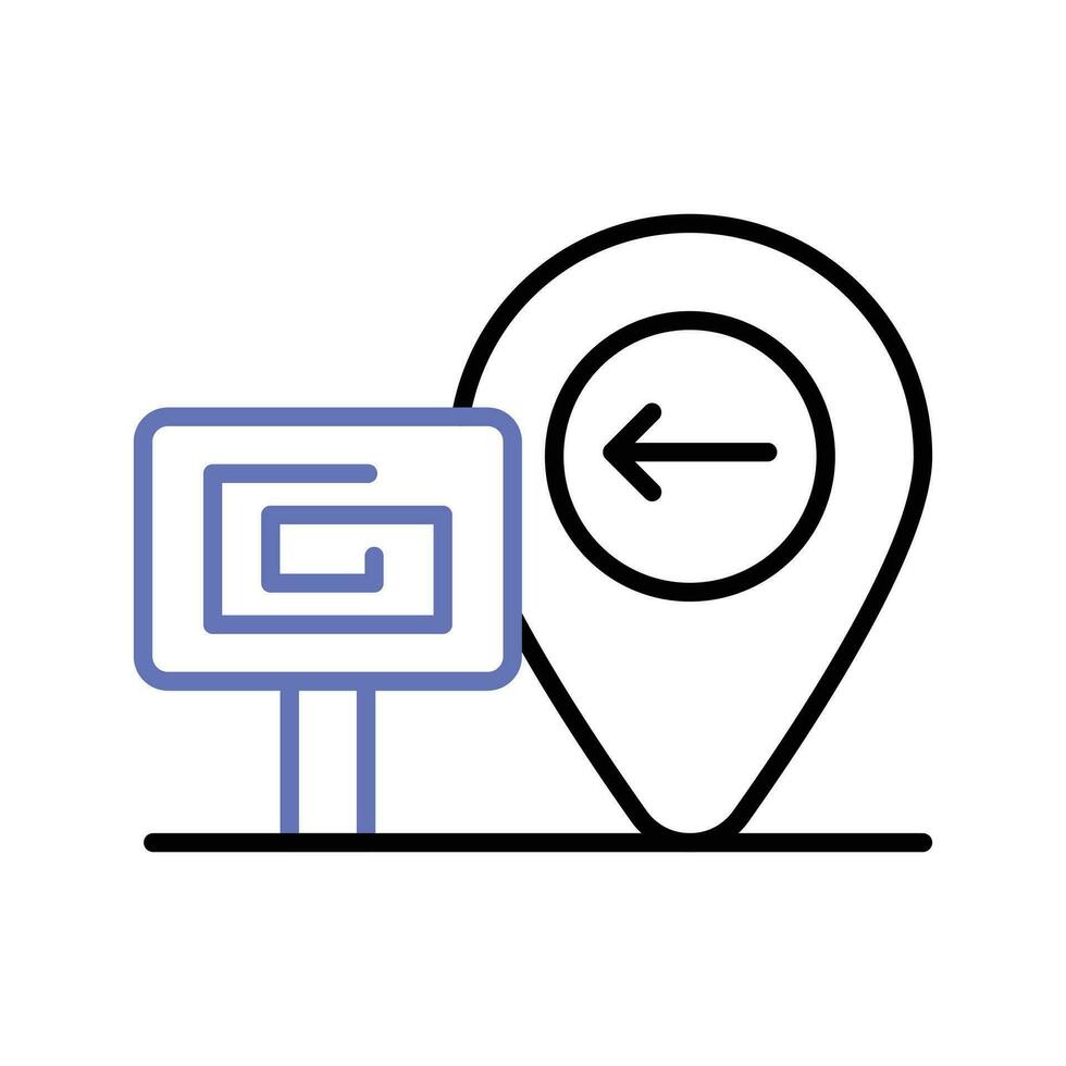 Directional arrow inside map pin with signboard showing concept icon of construction site vector