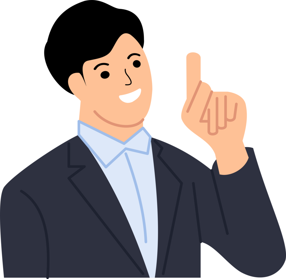 businessman and pointing up at space or hand gesture and point to marketing png