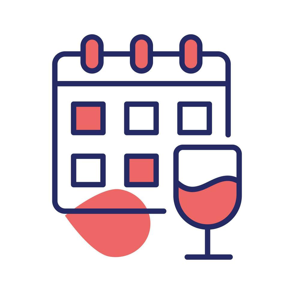 Calendar with drink glass showing concept icon of annual event vector design