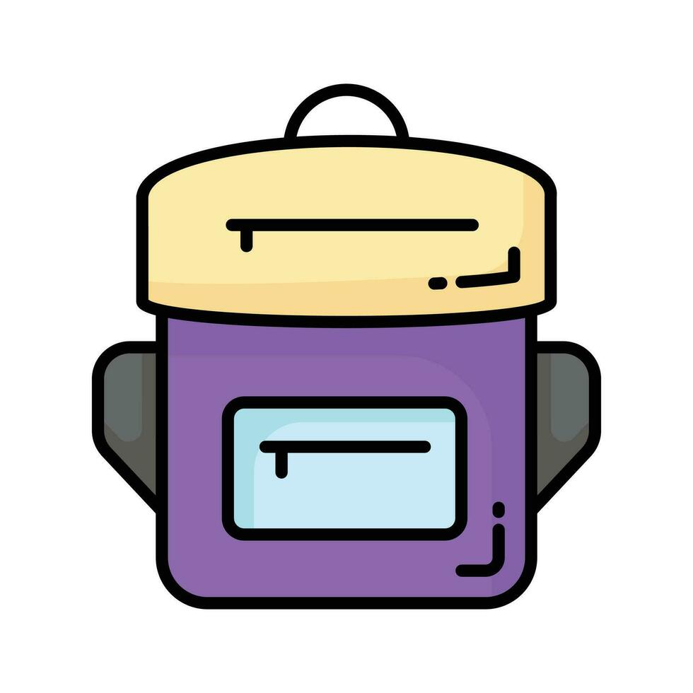 Get your hands on school bag vector design, premium handy icon of backpack