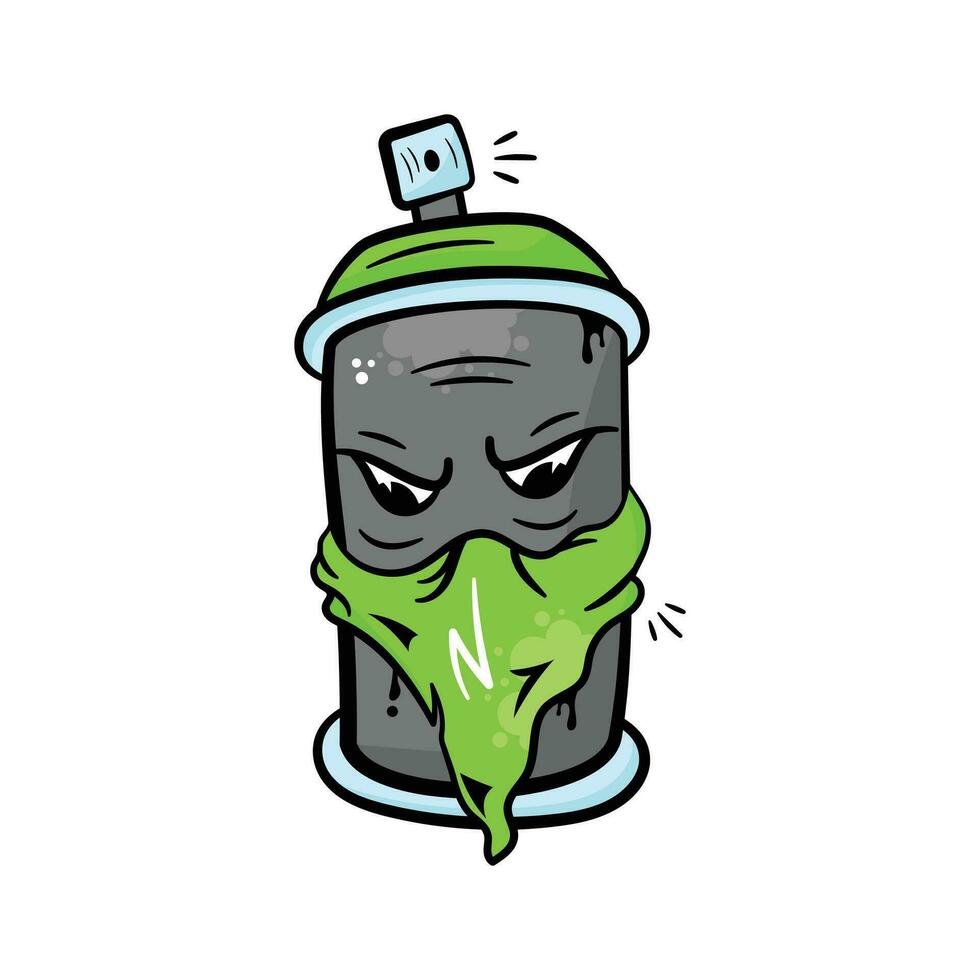 Grab this hand vector of aerosol spray in graffiti art style, ready for premium use