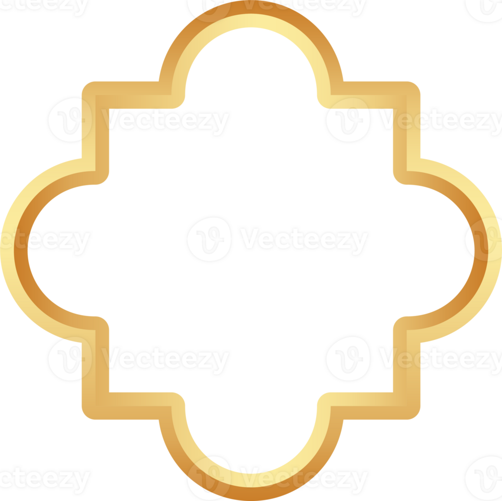 Islamic golden frame shape. Ramadan window with ornament. Oriental decoration design. Arabian traditional element and sign. png