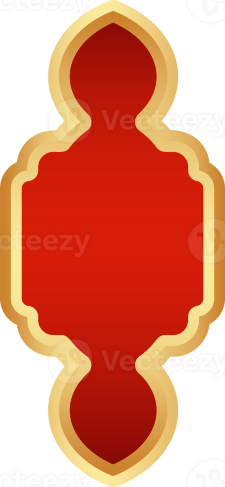 Ramadan golden frame. Islamic window shape. Arabic arch. Muslim vintage border for design with red background. Indian decoration in oriental style. png