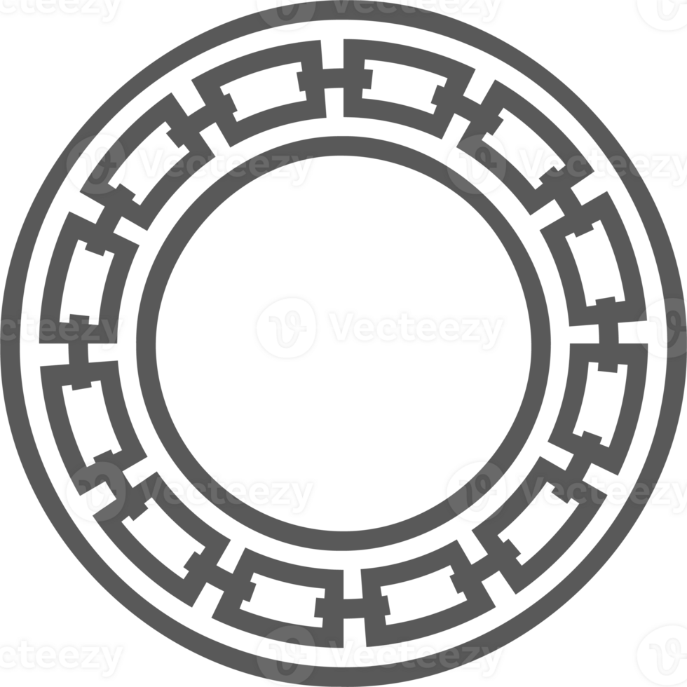 Greek round border. Circle meander frame with ancient ornament. Roman Mediterranean pattern decor. png