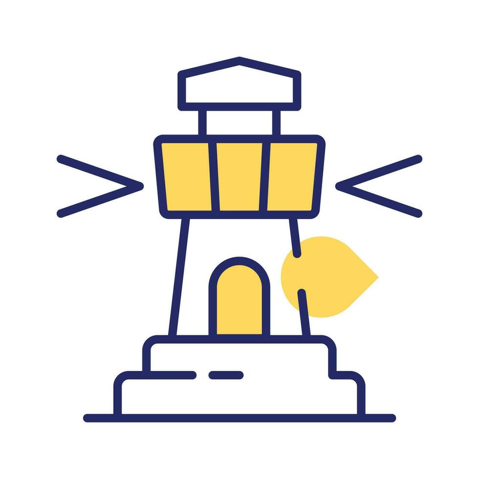 A tower containing a beacon light to warn or guide ships at sea, well designed icon of lighthouse vector