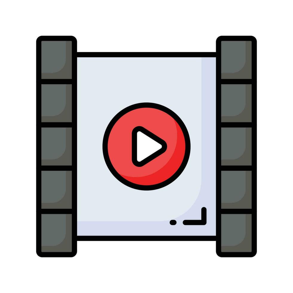 Icon of video reel in modern design style, reel with play symbol on it vector