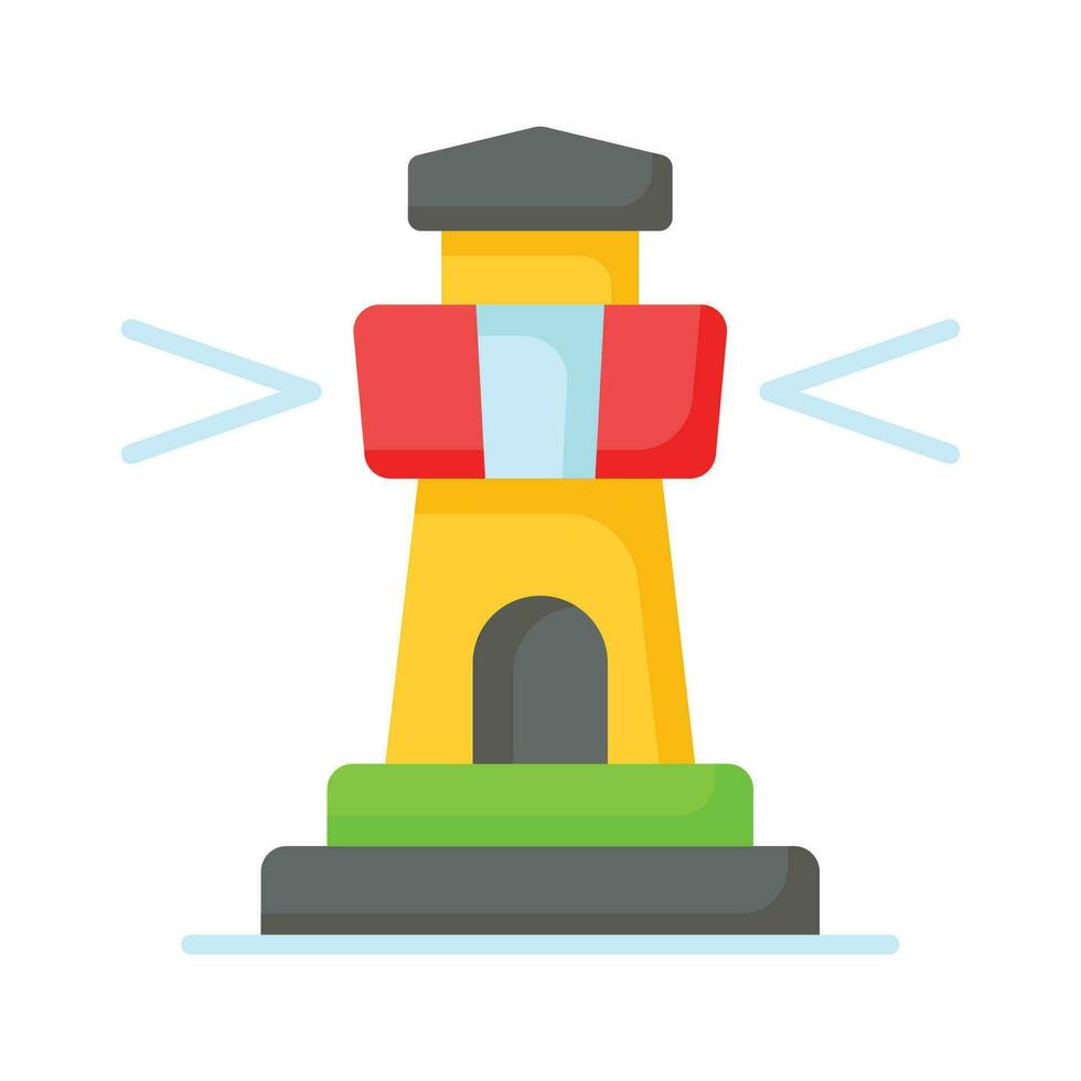 A tower containing a beacon light to warn or guide ships at sea, well