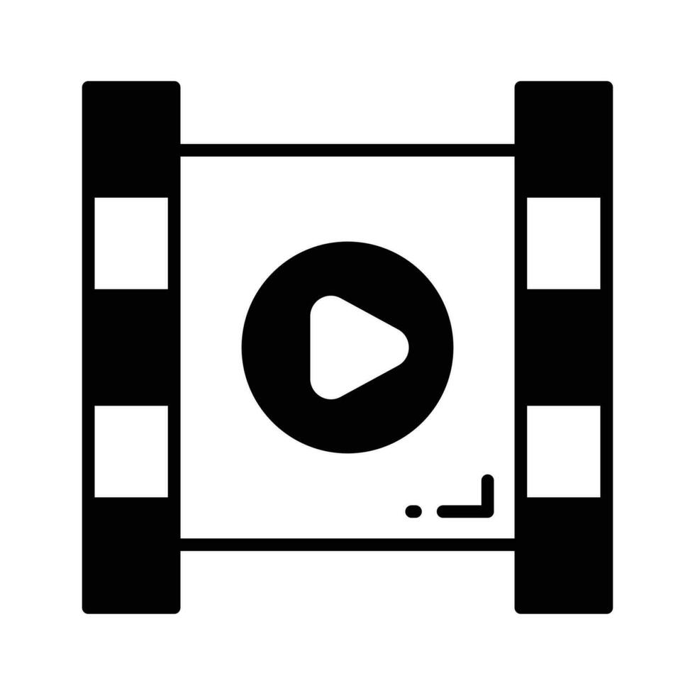 Icon of video reel in modern design style, reel with play symbol on it vector