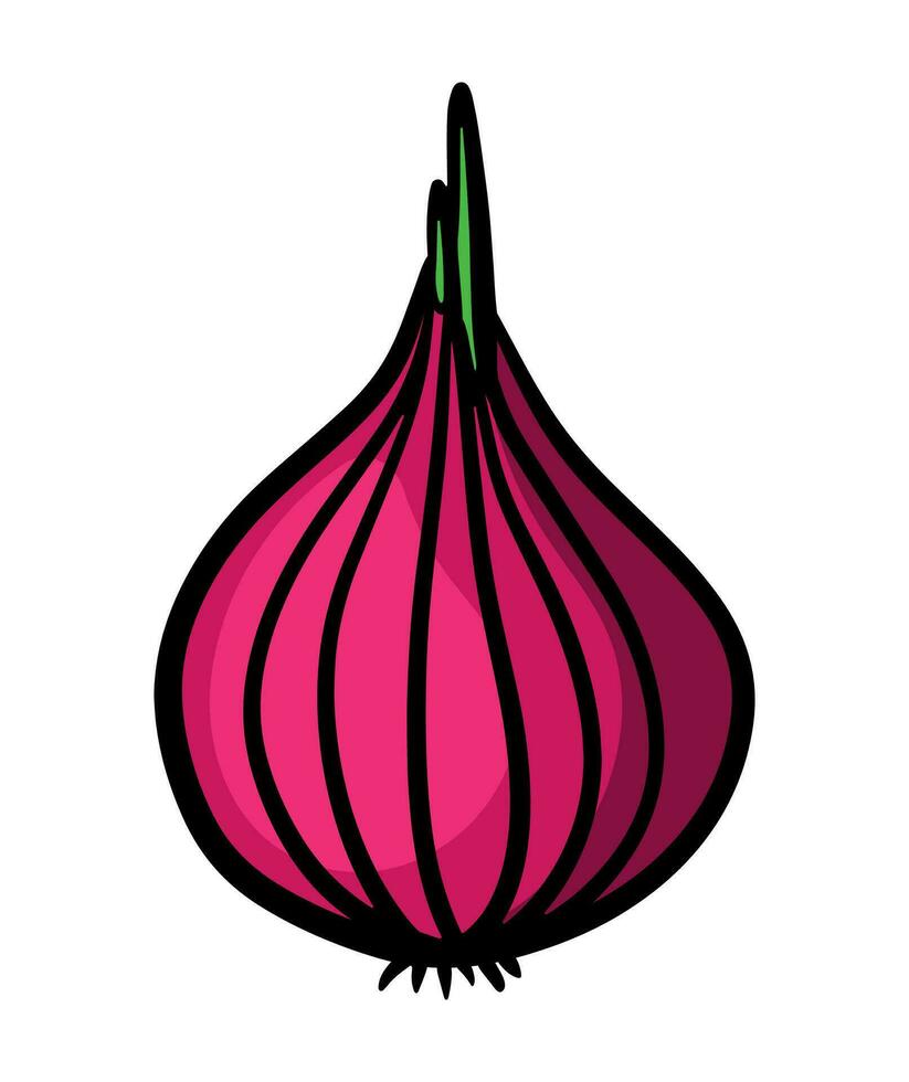 Shallot Red Onion in Drawing Icon Logo Vector Animated Cartoon Illustration