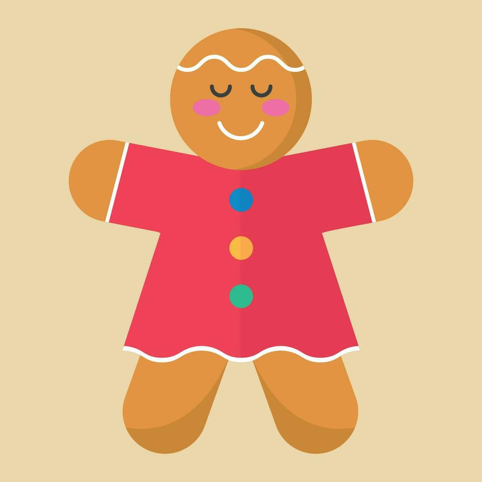 Ginger bread woman flat vector illustration