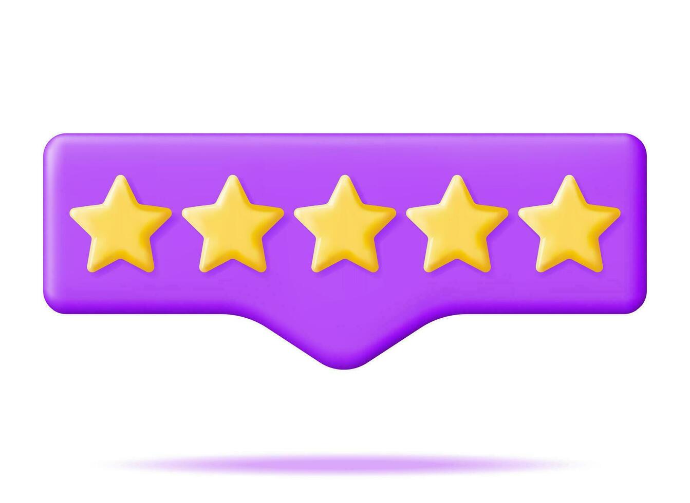 3D Glossy Yellow Five Stars Rating in Bubble Isolated. Reviews Five Star Chat Cloud Realistic Render. Testimonials, Rating, Feedback, Survey, Quality, Review. Achievements or Goal. Vector Illustration