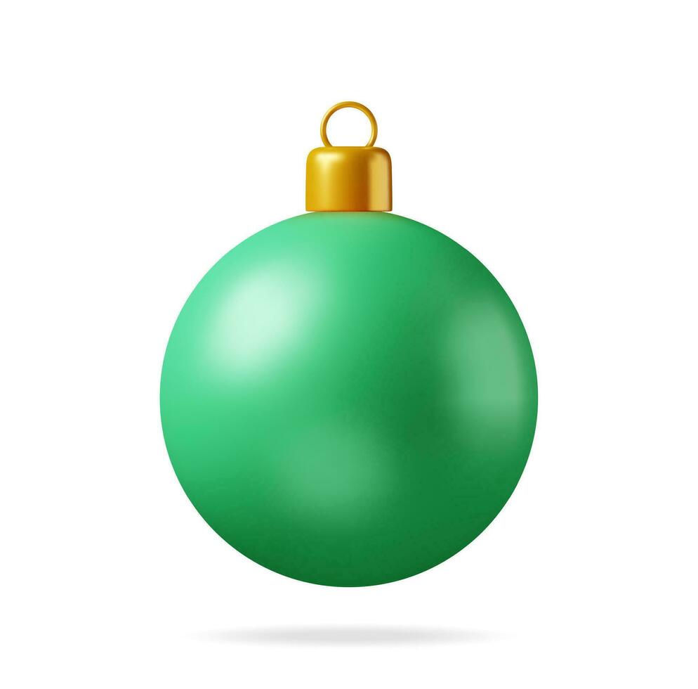 3d verde Navidad pelota con dorado abrazadera aislado. hacer vaso Navidad árbol juguete. contento nuevo año decoración. alegre Navidad día festivo. nuevo año y Navidad celebracion. realista vector ilustración