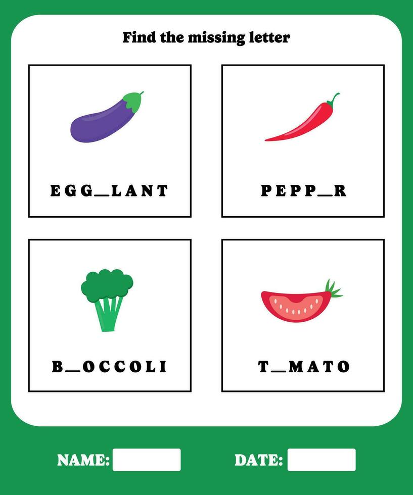 Fill in the blanks. Educational spelling game for preschool, kindergarten or elementary kids. vector