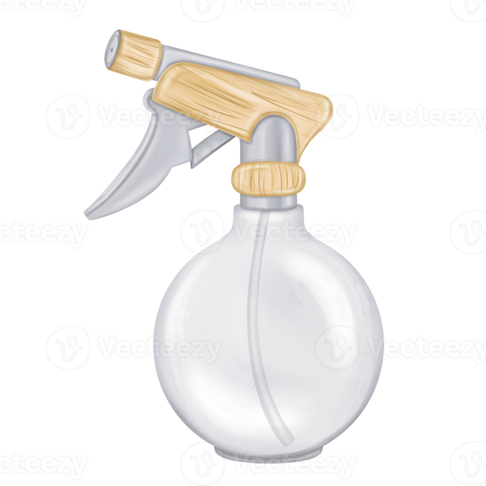 Spray gun for spraying plants with water in the home garden. Watering and caring for micro-greenery and flowers. Equipment for florists, hairdressers, agronomists. Digital isolated illustration png