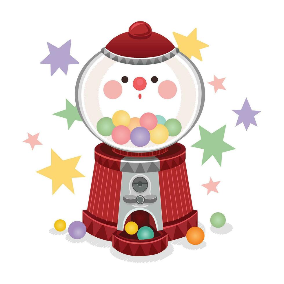 Vector Illustration of Beautiful Gumball Machine with cute ball
