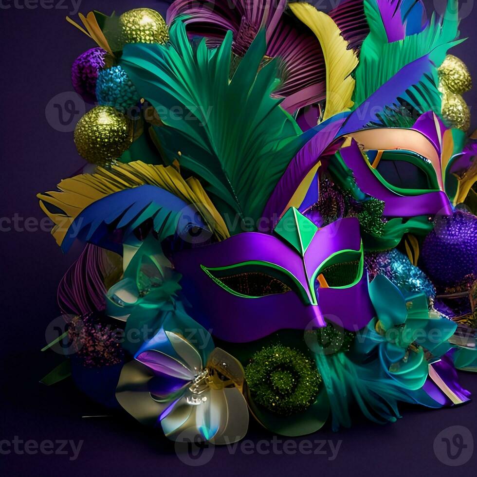 ai generado festivo fiesta carnaval mardi gras máscara foto