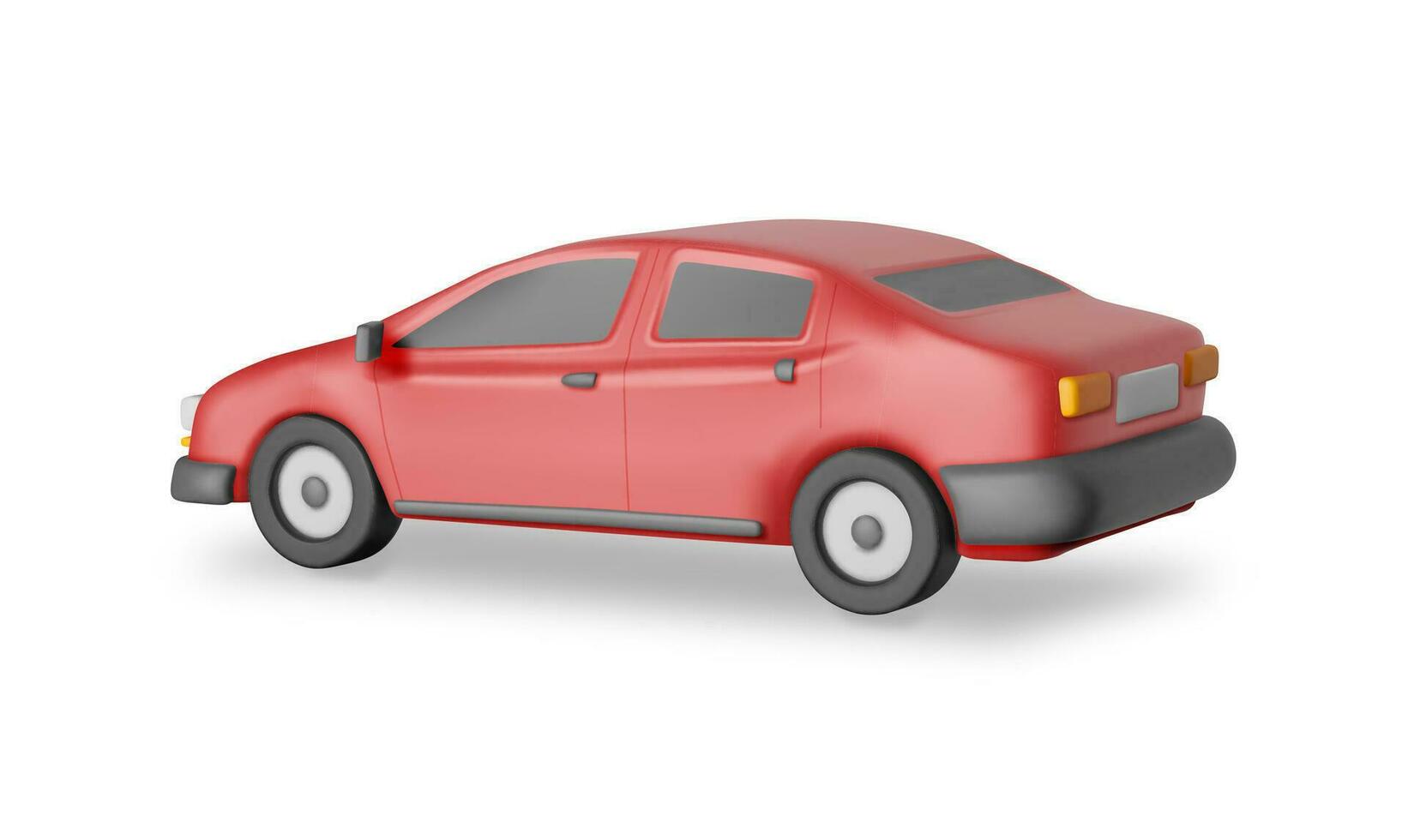 3d rojo coche Clásico modelo aislado. hacer brillante realista coche. clásico sedán motor vehículo. el plastico juguete auto. publicidad para conducción colegio auto compartido y reparar servicio. dibujos animados vector ilustración