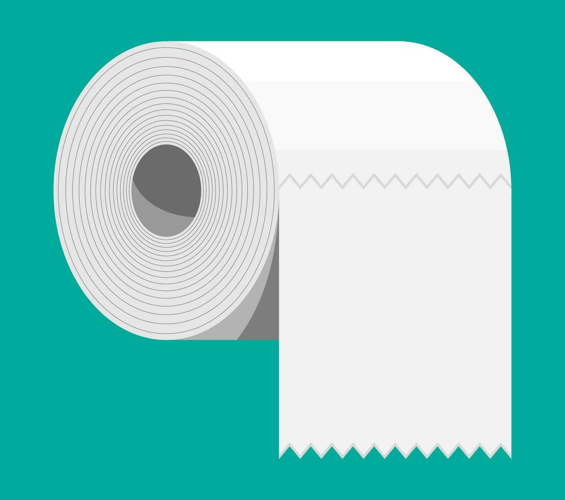 White roll of toilet paper. Hank of paper for toilet. Vector illustration in flat style