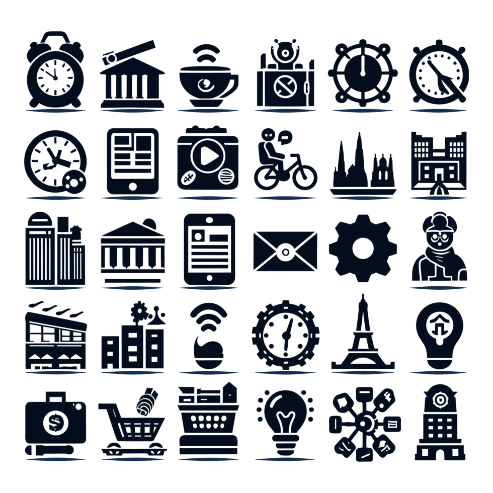 AI generated High Quality Best Icon Set Silhouette PNG File