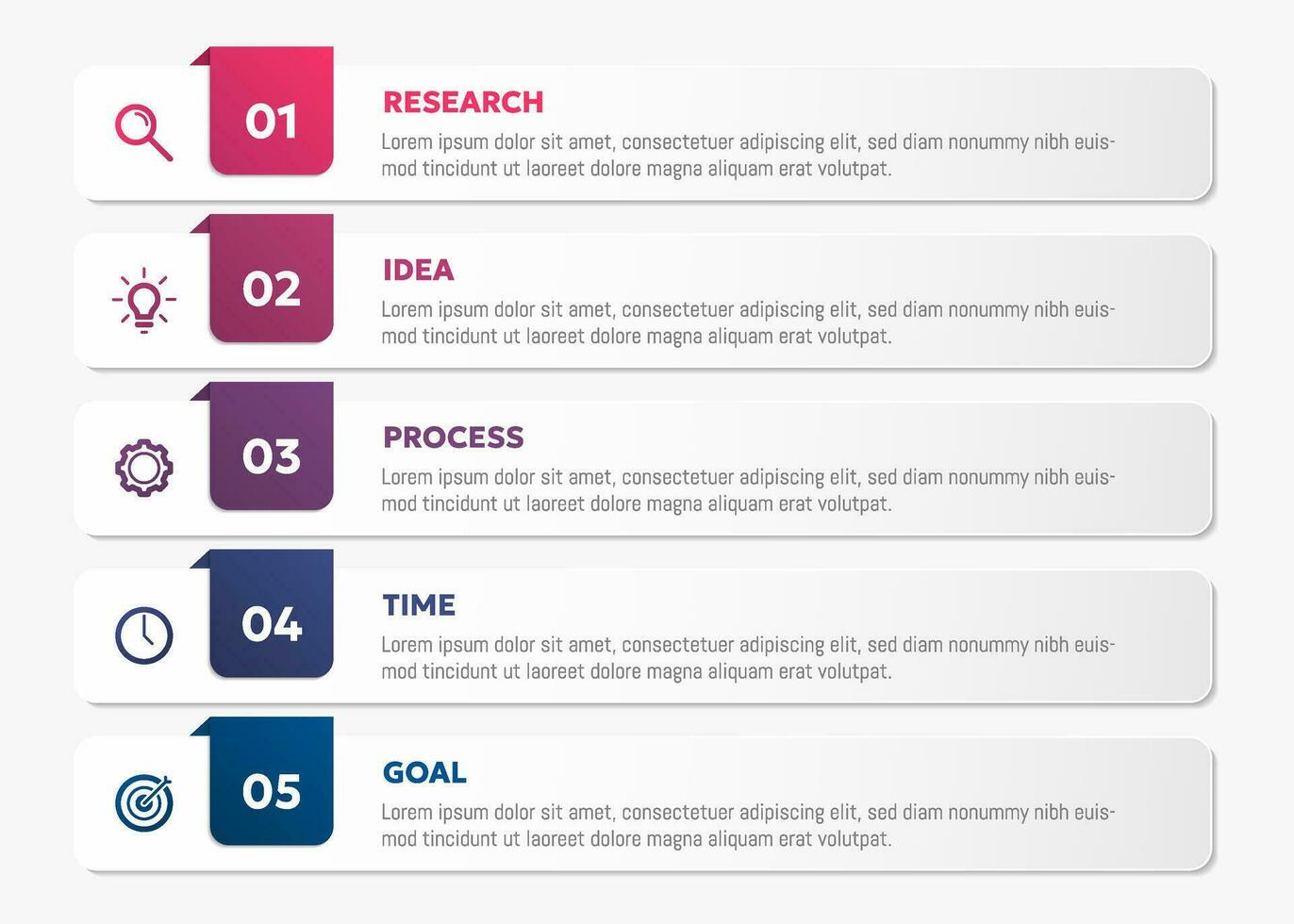 Modern business infographic template with 5 options or step icons. vector