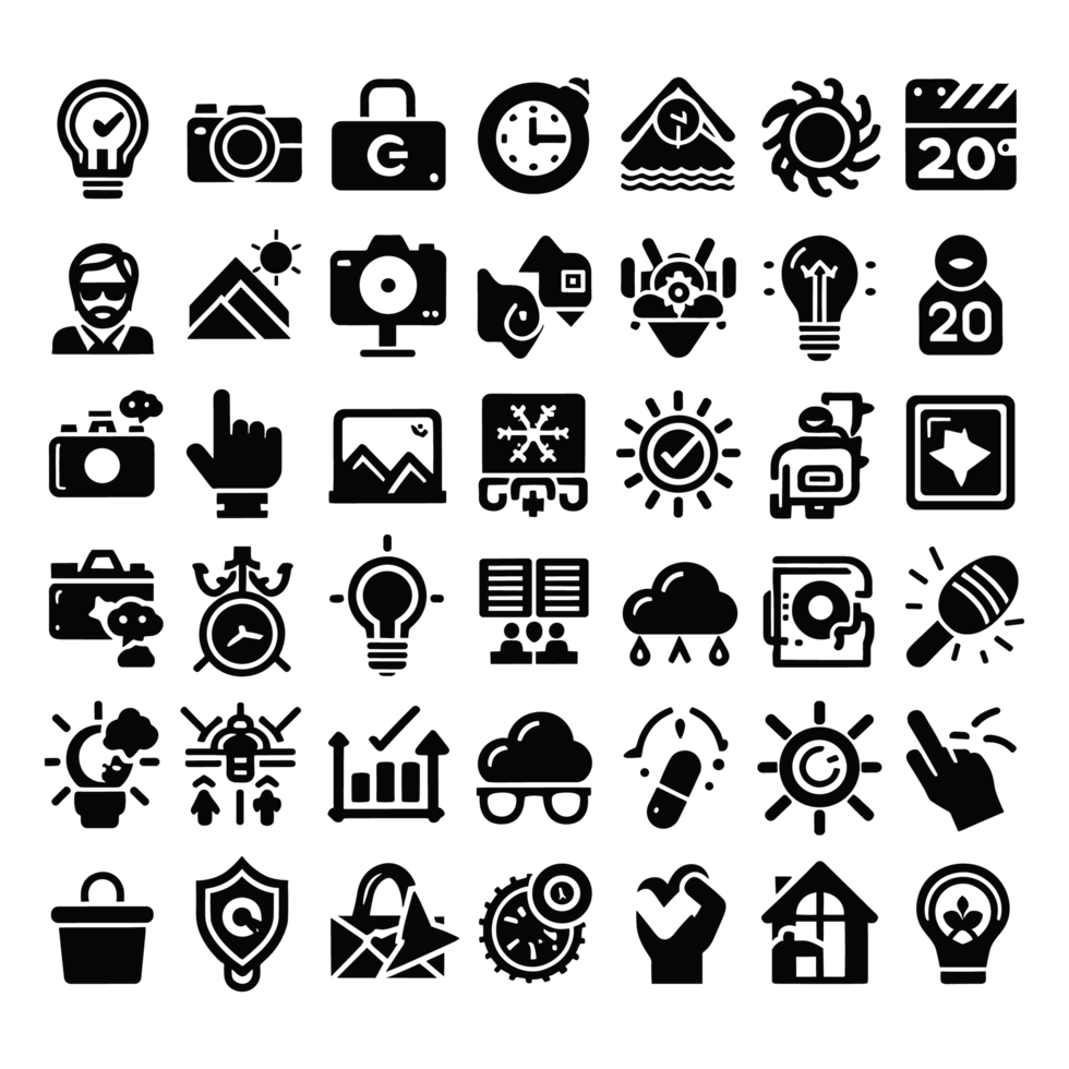 AI generated High Quality Best Icon Set Silhouette PNG File