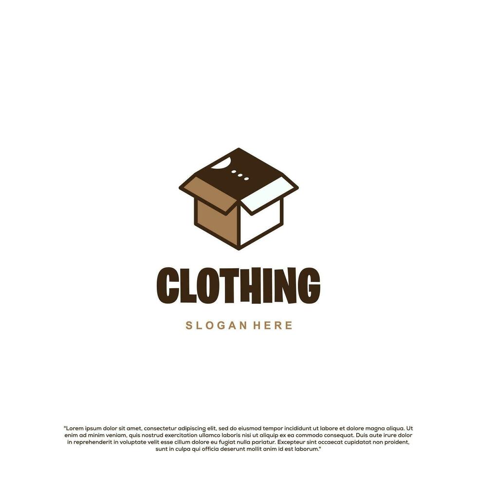 Stack of folded shirts in the box logo design, shirt package logo concept vector