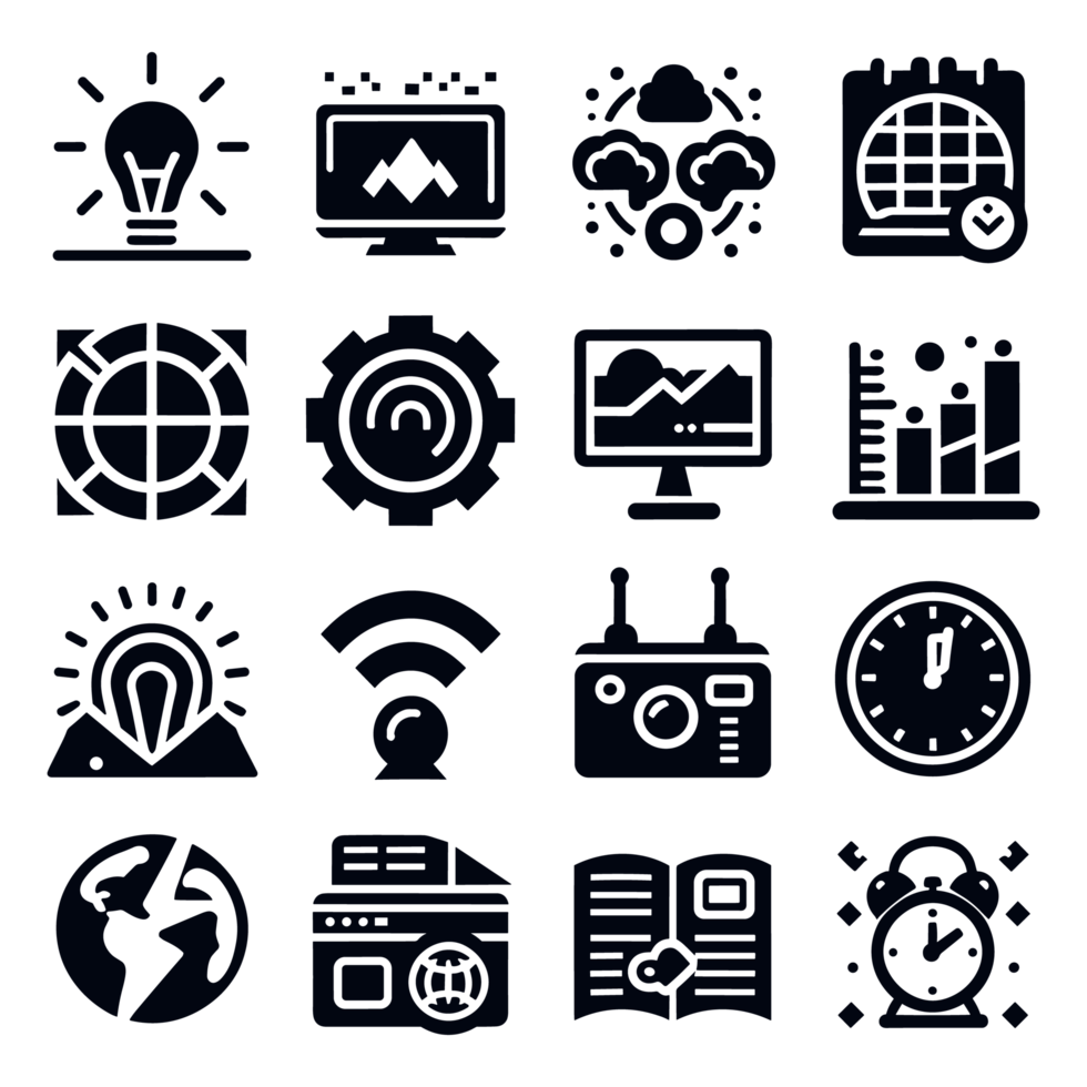 AI generated High Quality Best Icon Set Silhouette PNG File