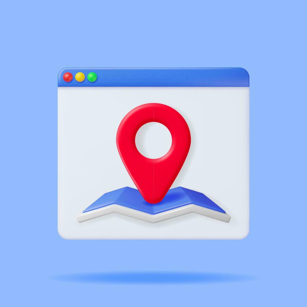 3d doblada papel ciudad suburbano mapa con ubicación alfiler en navegador ventana aislado. hacer resumen genérico mapa. GPS y navegación. ubicación servicios. puntos de interés. vector ilustración