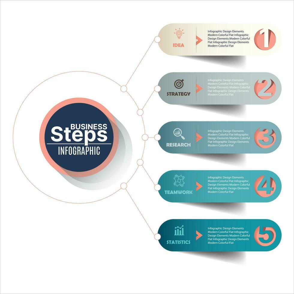 Business data visualization. Business stage process chart. Graphic abstract element, diagram with 5 steps, options, parts or processes. Creative concept for infographics. vector