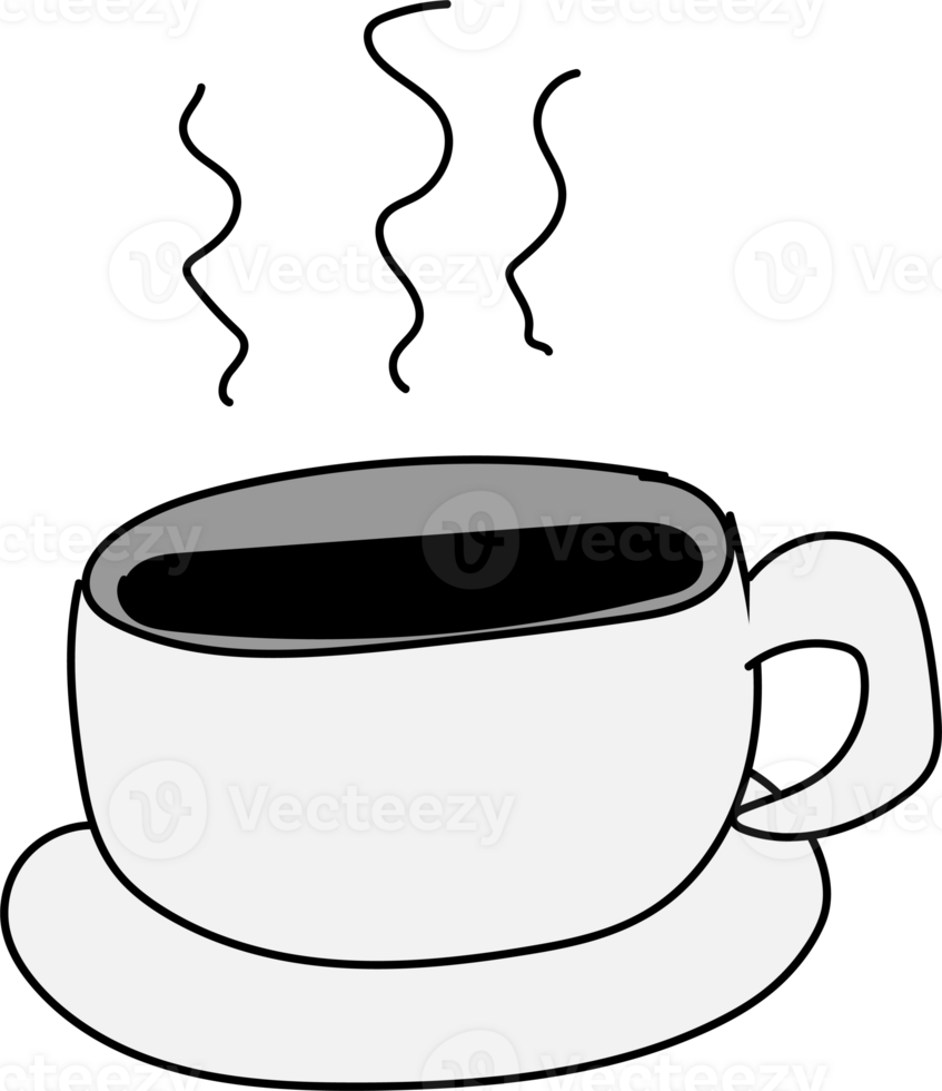 Coffee mug doodle illustration, Transparent background. png