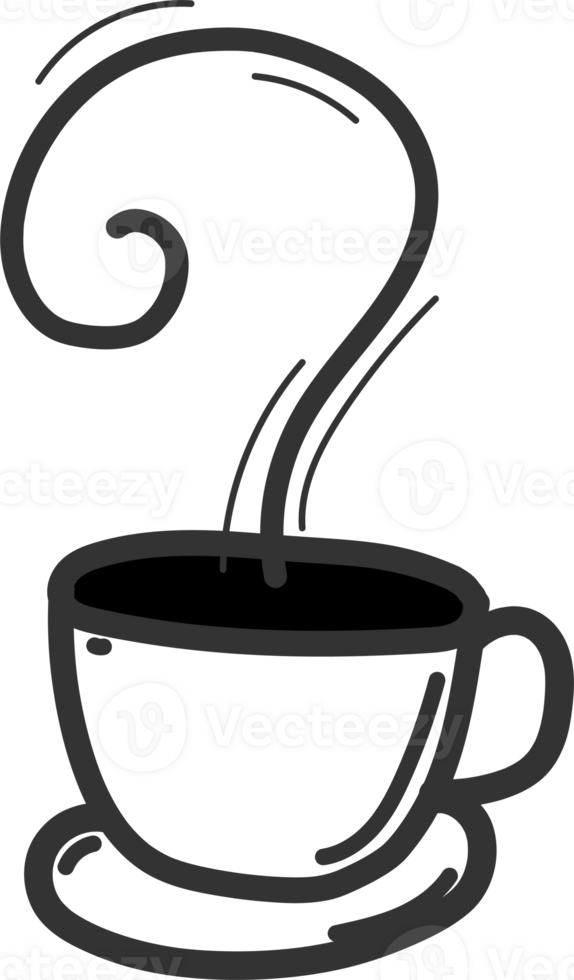 Coffee mug doodle illustration, Transparent background. png