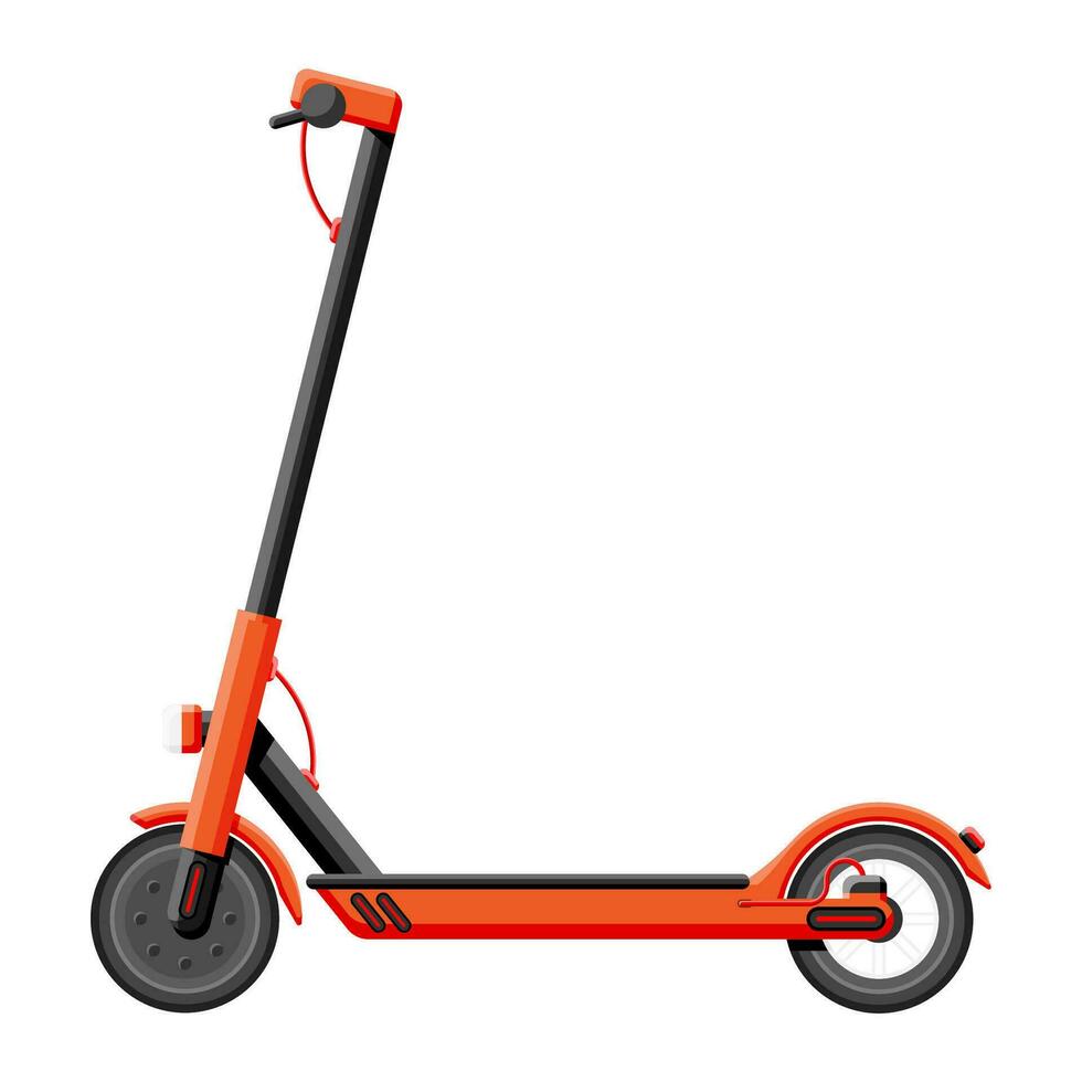 Electric scooter isolated on white. Eco city transport. Ecological, convenient urban transportation. Cartoon flat vector illustration