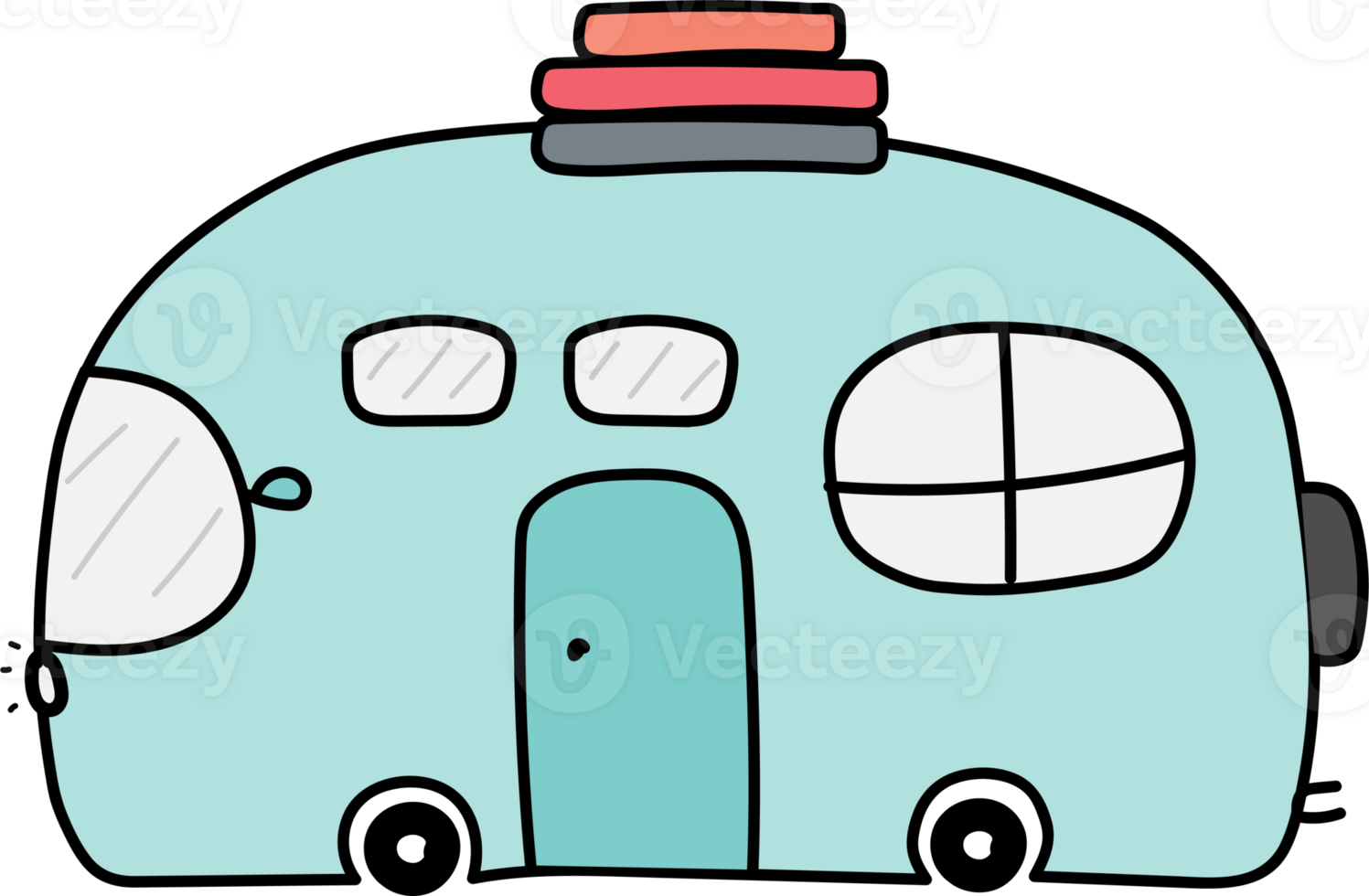 Cute car cartoon illustration on transparent background. png