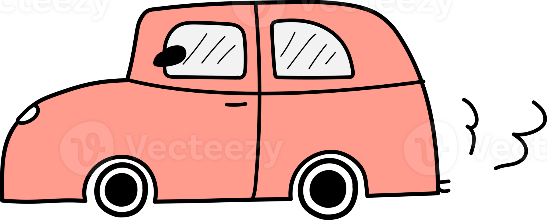 Cute car cartoon illustration on transparent background. png