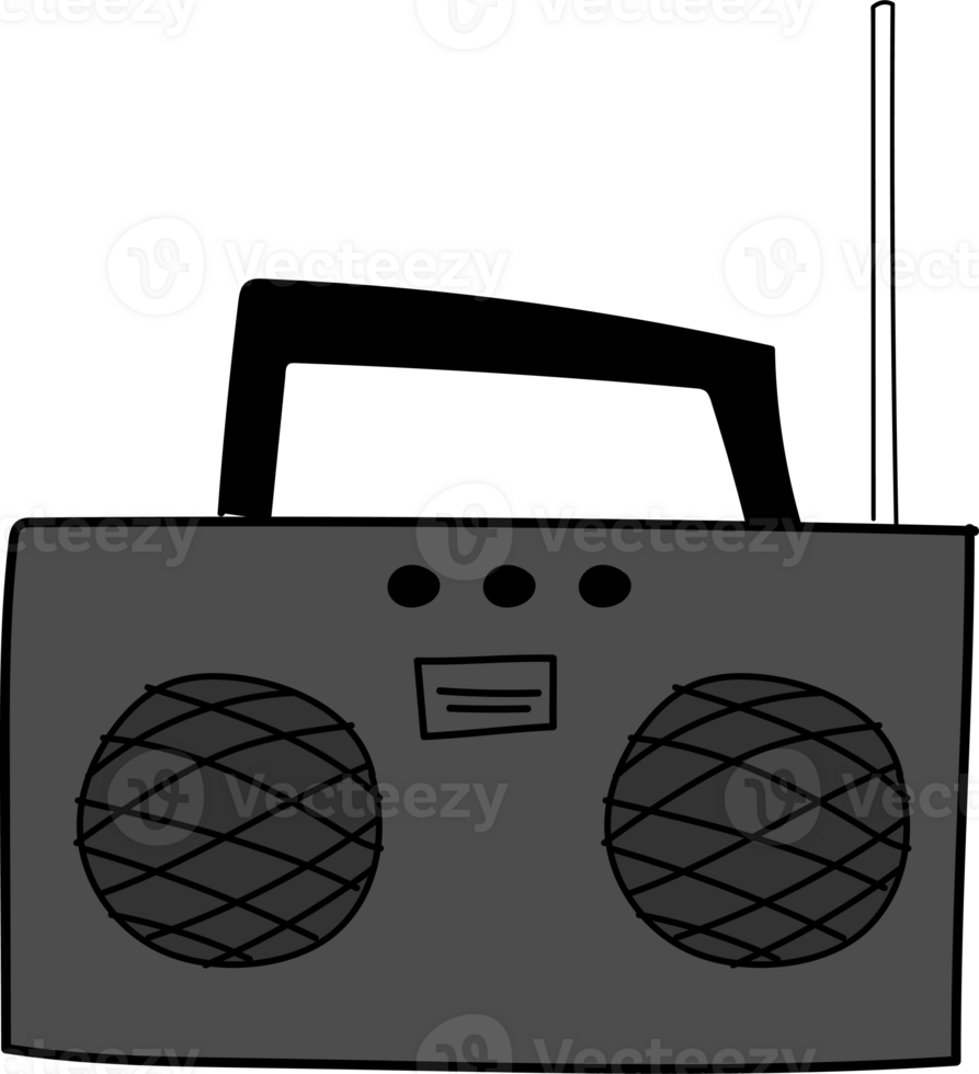 Radio speaker doodle illustration on transparent background. png