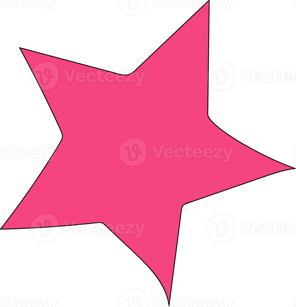 Star doodle illustration on transparent background. png