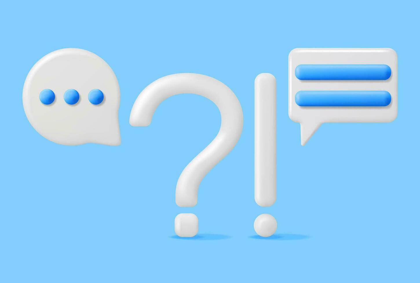 3d Question Exclamation Marks with Chat Bubbles Isolated. Render Questions Exclamations Symbol. Thin Realistic Icon. Concept of FAQ, Support and Help. Problem, Survey, Information. Vector Illustration