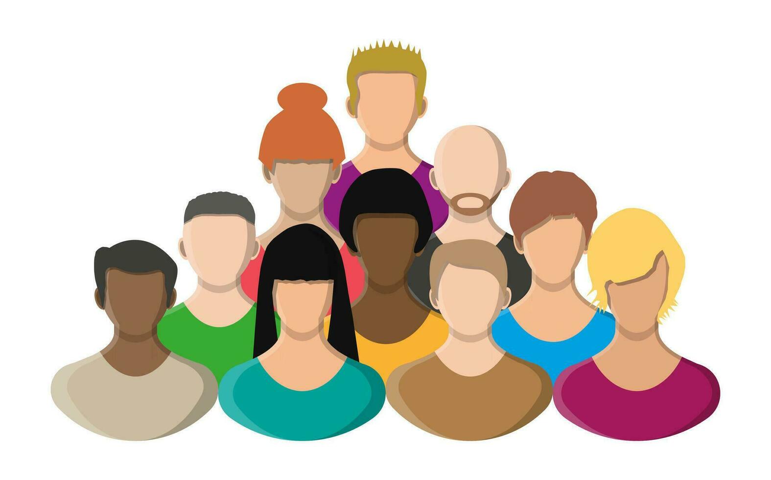 People face, avatar icon, cartoon character in color. Male and female. Vector illustration in flat style