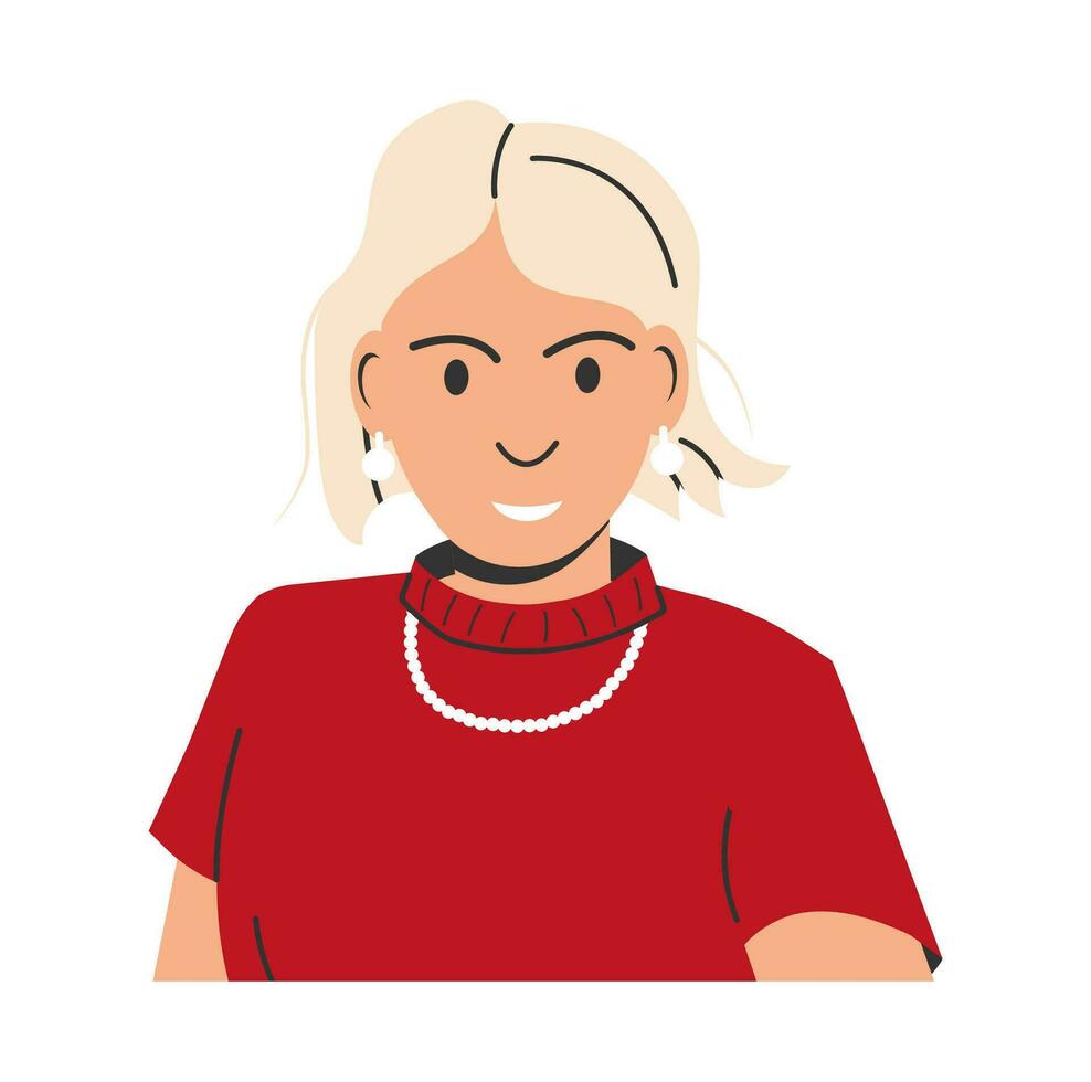 rubia mujer en vestir aislado. sonrisa bonito Moda muchacha. de moda dama en casual ropa. hermosa hembra personaje en blanco. de moda estilo de vida. dibujos animados plano vector ilustración