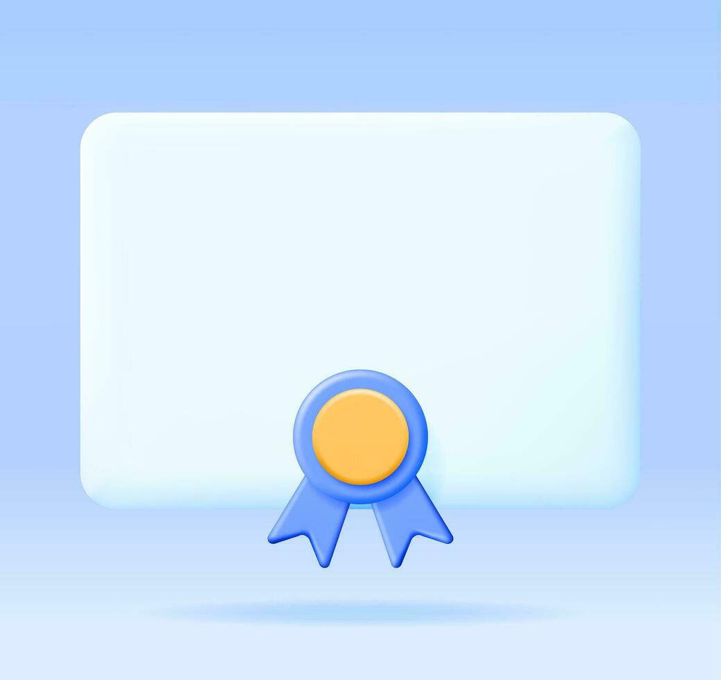 3d certificado icono con sello y cinta aislado. hacer blanco diploma con insignia. diploma o acreditación. vale o invitación. negocio graduación concepto. vector ilustración