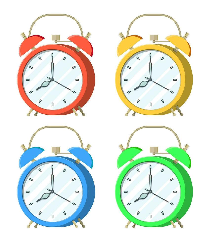 conjunto de alarma reloj. controlar estrategia y tareas, negocio proyectos planificación hora gestión, fecha límite. hora gestión. vector ilustración plano estilo