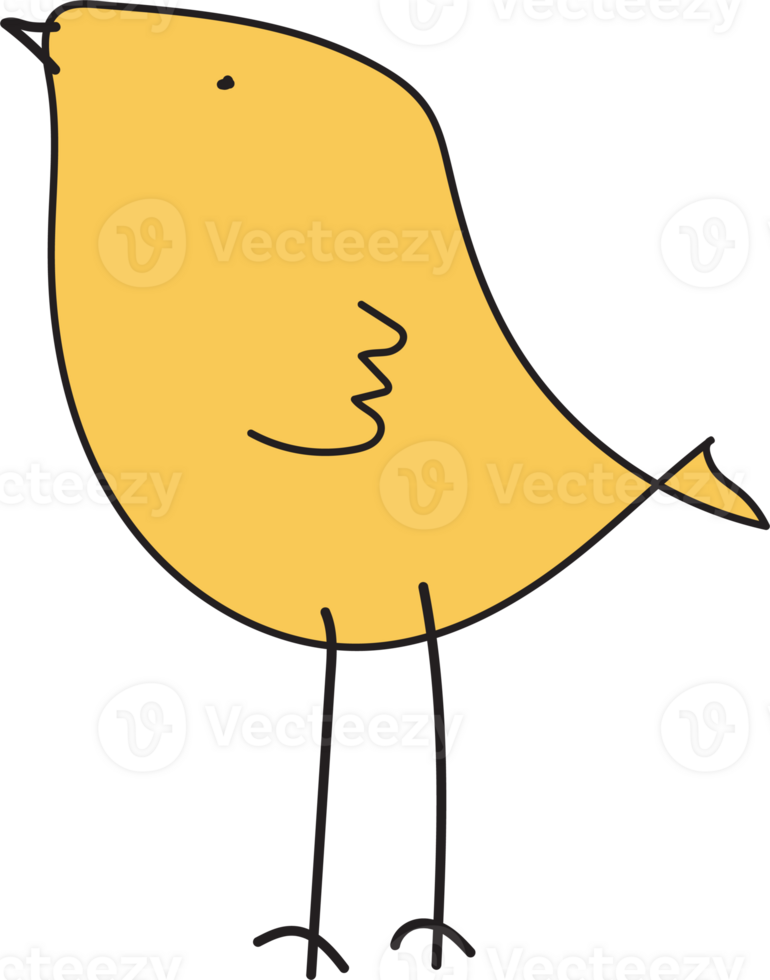 Cute bird cartoon illustration on transparent background. png