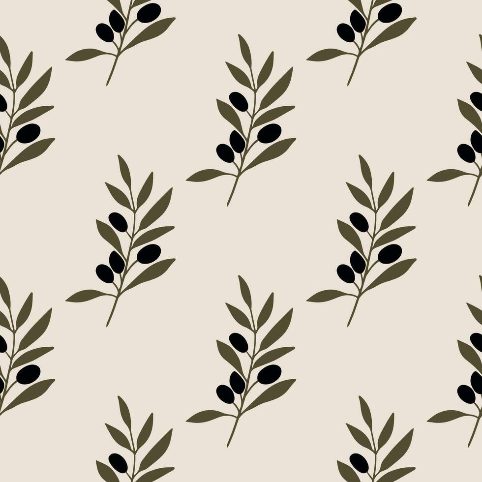 Olive tree branch with olives. vector